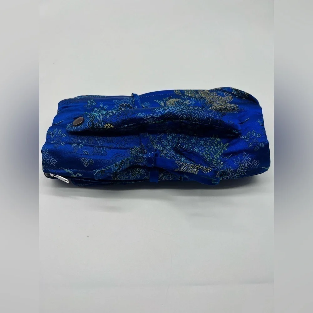 Swhiteme Silk Brocade Jewelry Roll blue